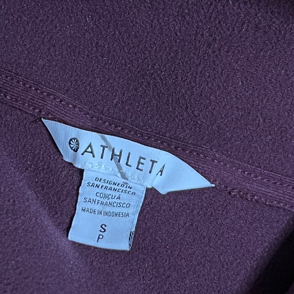 Athleta Cozy Sherpa Snap‎ Sweatshirt Oversized 466888 Maroon Women's Size Small - Picture 9 of 11